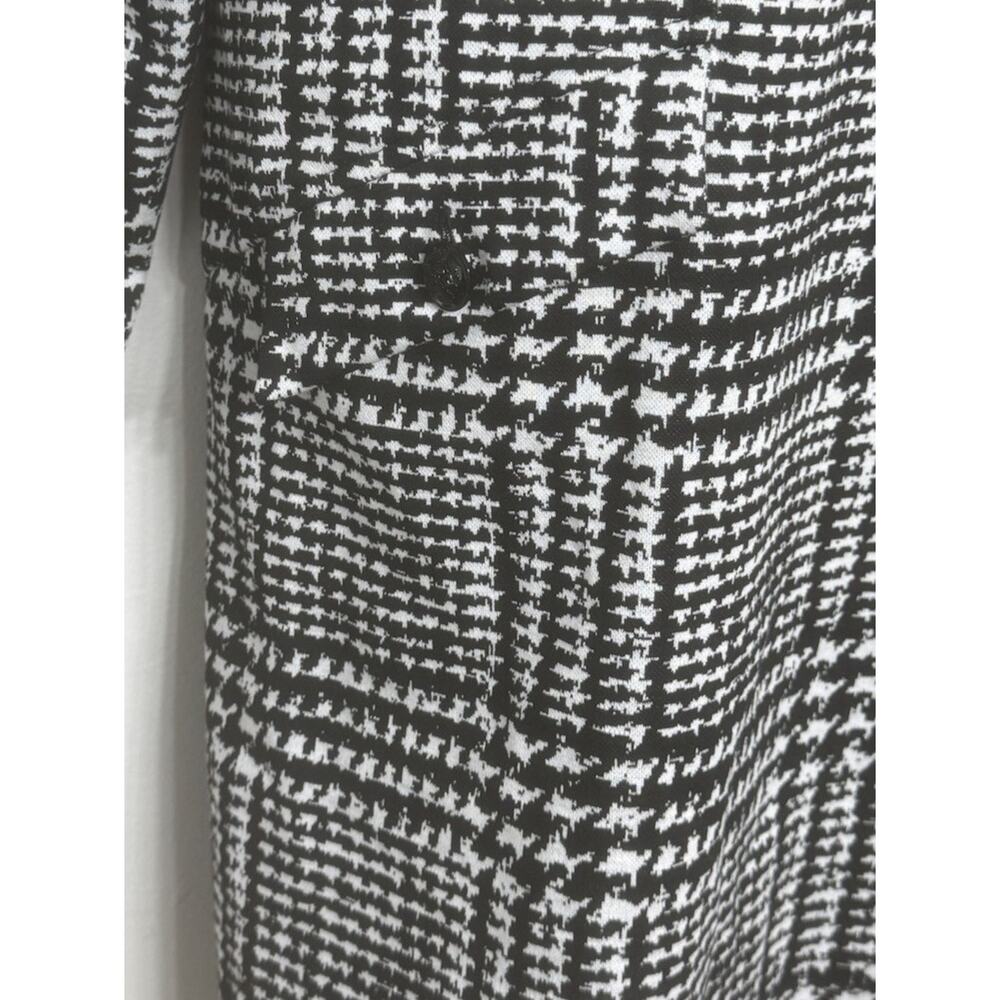 Ann Taylor Loft Shift Dress Women’s 14 Knit Long Sleeve Black Houndstooth NEW - Picture 5 of 12